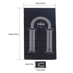 Portable Pocket Muslim Travel Prayer Mat with Pocket Sized Carry Bag Black